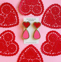 Red Heart Teardrop Dangle Earrings