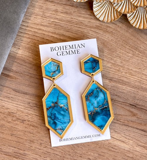 Ada Statement Earrings-Turquoise