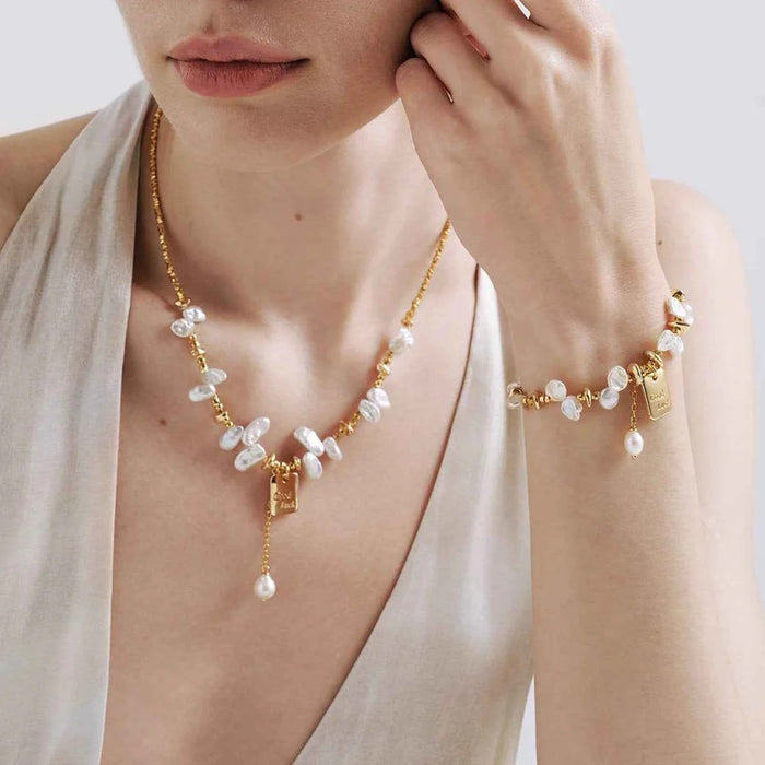 Adaltrun 14K Gold Baroque Pearl Bracelet
