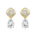 Adelmina 14K Gold Cushion Teardrop Moissanite Drop Earrings