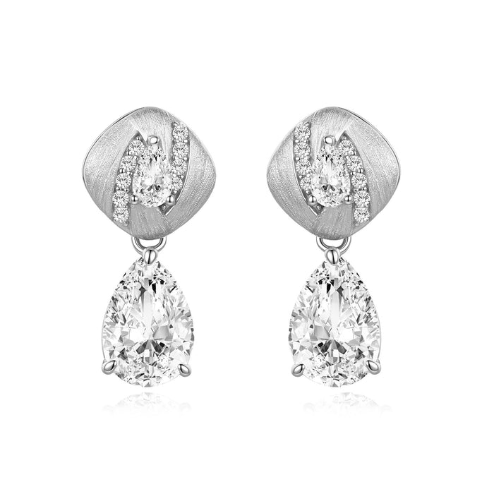 Adelmina 14K Gold Cushion Teardrop Moissanite Drop Earrings