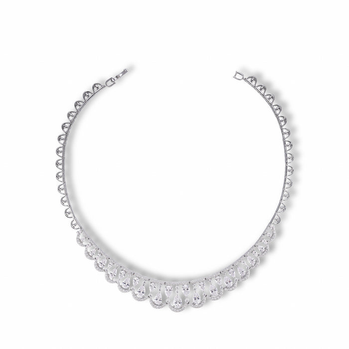 Almut White Fan Necklace Earrings Set