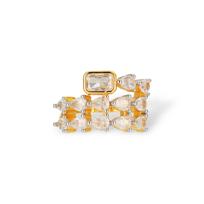 Alrunia 18K Gold Teardrop Rectangular Ring