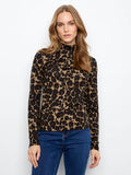 Leopard print top featuring a mock neckline, perfect for adding a wild touch to your wardrobe. Crafted with soft stretch fabric by Charlie B.