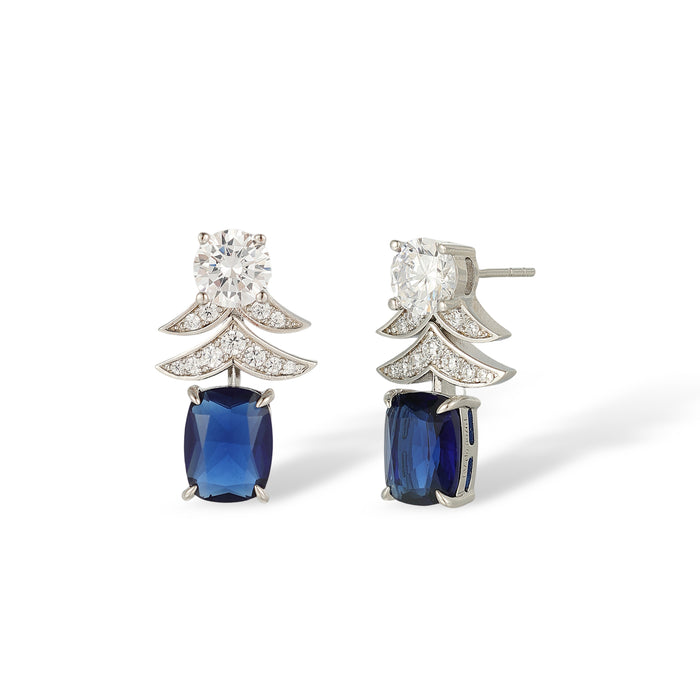 Annelin Nave Blue Laurel Leaf Cushion Earrings