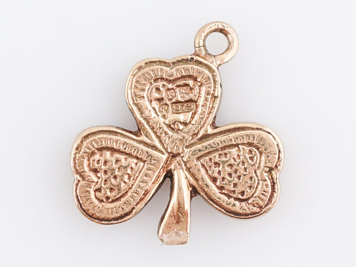 Antique Pendant Charm Clover Victorian 14k Yellow Gold