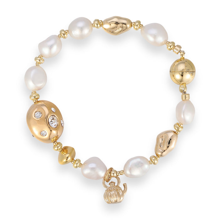 Anuschka 14K Gold Baroque Pearl Teapot Bracelet
