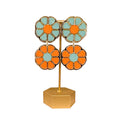 Aquamarine & Bright Orange Colorblock Flower Statements