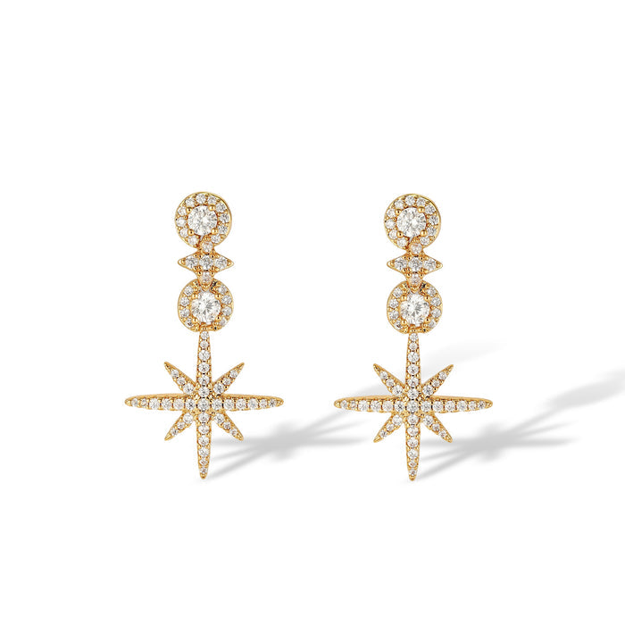 Berswind 14K Gold Starburst Drop Earrings