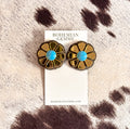 Blair Golden Flower Stud-Turquoise