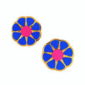 Blue Flower Statement Studs