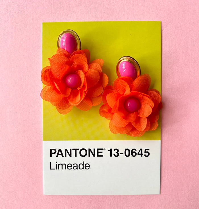 Bright Orange Statement Floral Drops