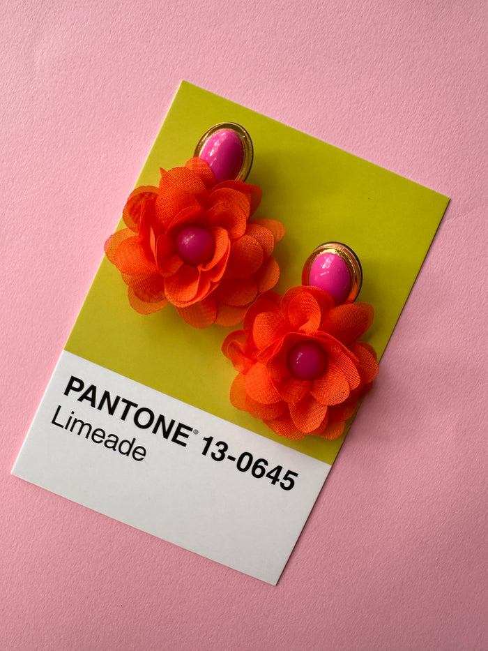 Bright Orange Statement Floral Drops