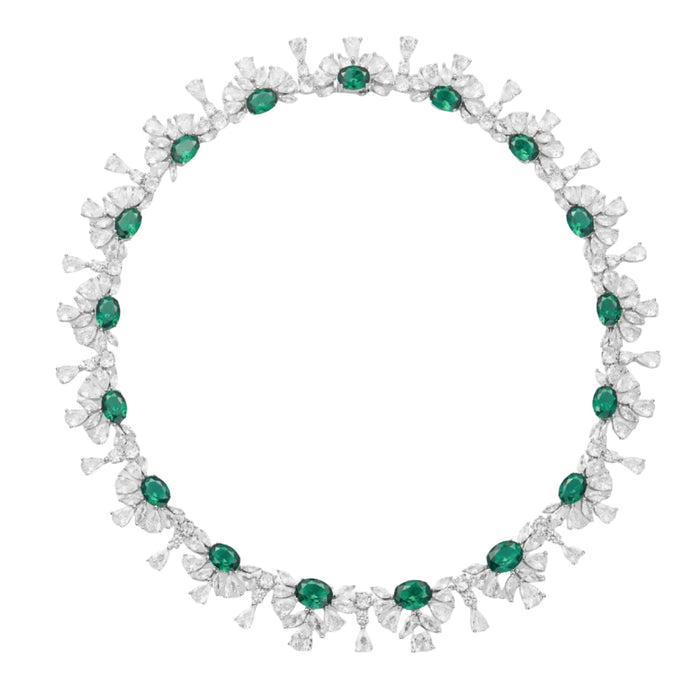 Brunhilde Emerald Green  Floral Necklace