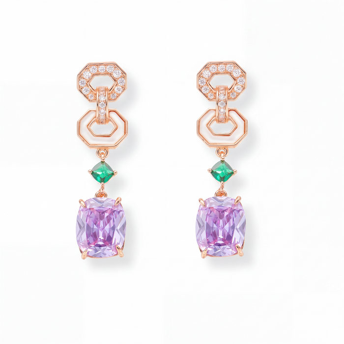 Brunlinde Multicolor Octagonal Link Drop Earrings