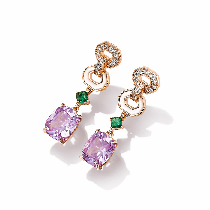 Brunlinde Multicolor Octagonal Link Drop Earrings