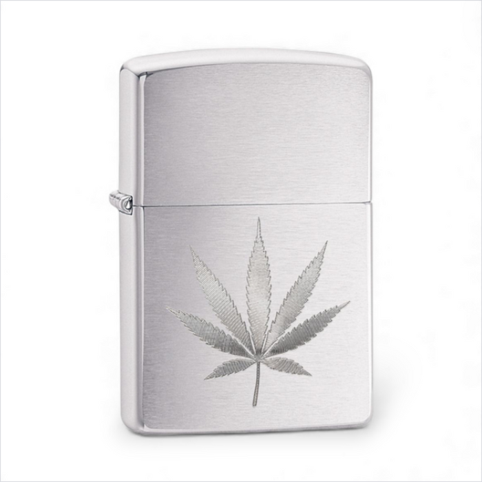 Zippo 29587 brushed chrome windproof lighter with engraved leaf design