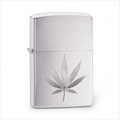 Zippo 29587 brushed chrome windproof lighter with engraved leaf design