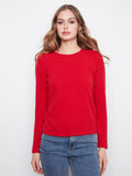 This red top features a classic crew neck design, perfect for any casual outing. The fit is both stylish and comfortable by Charlie B.