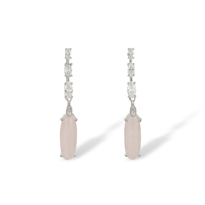 Carolin Elongated Oval Natural Stone Drop Earrings
