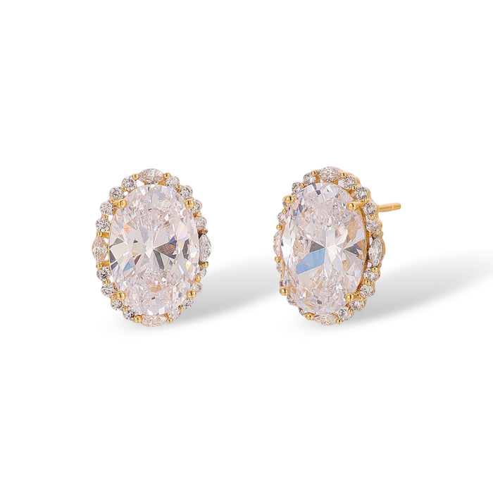Carolina 14K Gold Oval Stud Earrings