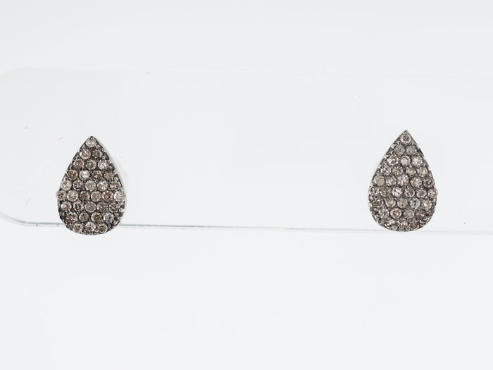 Cognac Diamond Stud Earrings in Sterling Silver