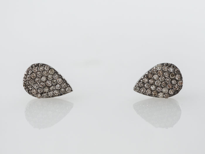 Cognac Diamond Stud Earrings in Sterling Silver