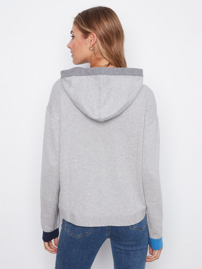 Designed with contrast detail on the cuffs and hood, this gray hoodie elevates any casual look effortlessly by Charlie B.