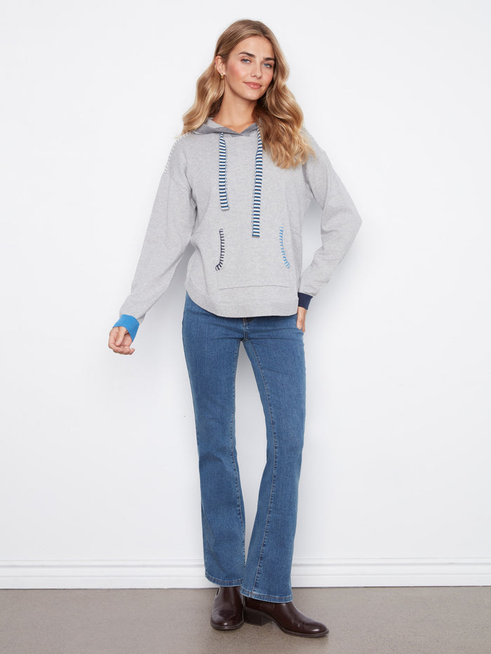 Crafted from 100% cotton, this gray hoodie ensures breathability and softness for all-day wear by Charlie B.