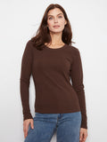 This top features a classic crew neckline, perfect for versatile styling. Made from a stretch cotton-tencel blend by Charlie B.