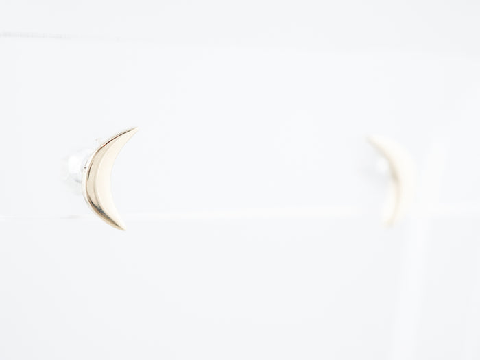 Crescent Moon Earrings Modern in 14K Yellow Gold