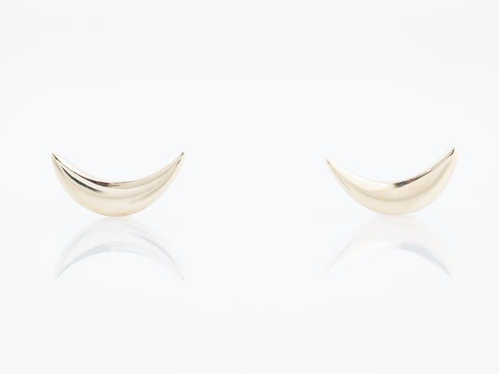 Crescent Moon Earrings Modern in 14K Yellow Gold