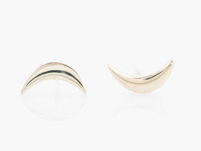 Crescent Moon Earrings Modern in 14K Yellow Gold