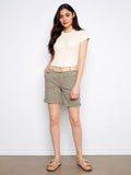 Celadon shorts with a stylish cuffed hem and a chic belt, ideal for casual outings by Charlie B.