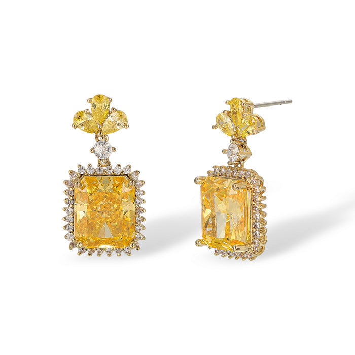 Darja Yellow Rectangular Drop Earrings