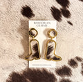 Donna Cowgirl Boot Dangles Earrings-Cowhide