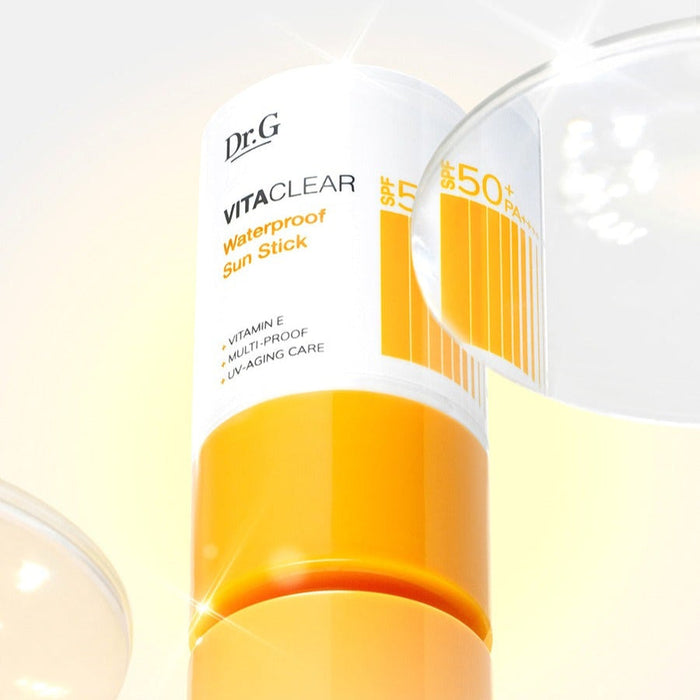 DR.G Vita Clear Waterproof Sun Stick 21g with SPF 50+ for UV protection, anti-aging care, and Vitamin E.
