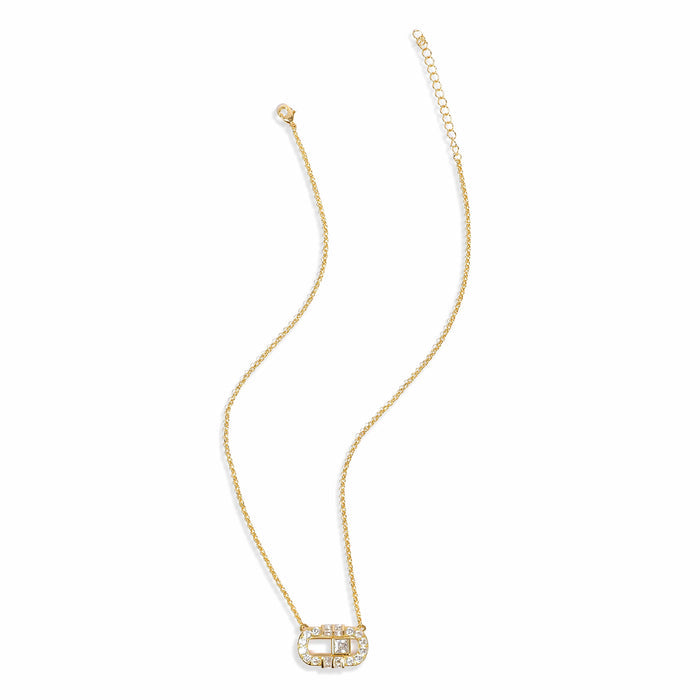 Dune 14K Gold Move Hollow Rectangular Necklace