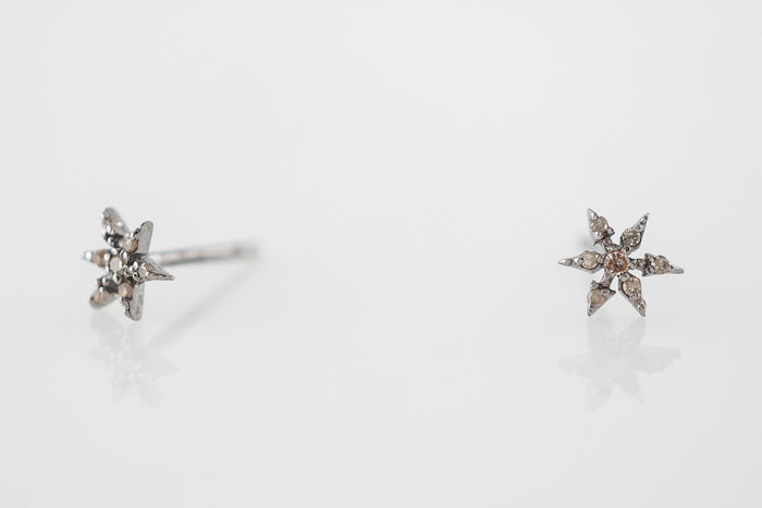 Earrings Modern .04 Round Brilliant Cut Diamonds in Sterling Silver