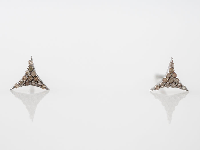 Earrings Modern .13 Round Brilliant Cut Diamonds in Sterling Silver