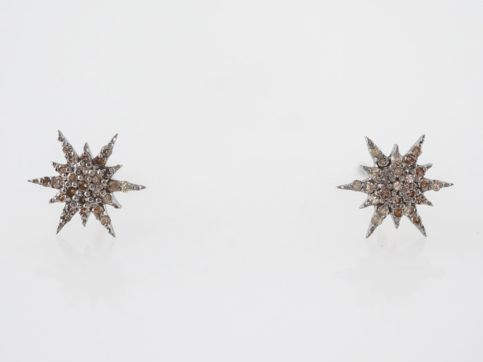Earrings Modern .25 Round Brilliant Cut Diamonds in Sterling Silver