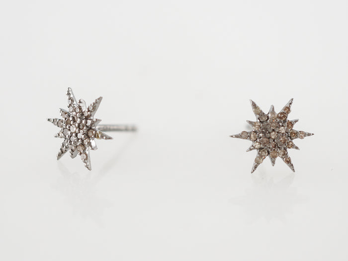 Earrings Modern .25 Round Brilliant Cut Diamonds in Sterling Silver