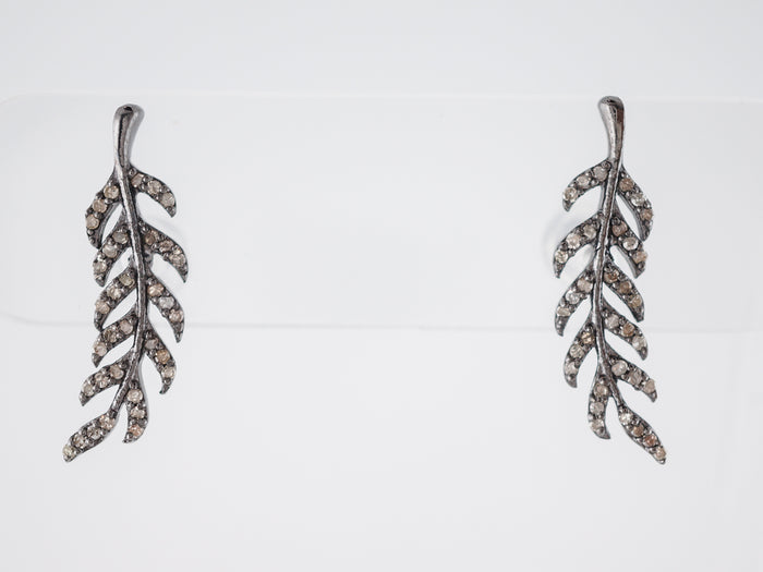 Earrings Modern .34 Round Brilliant Cut Diamonds in Sterling Silver