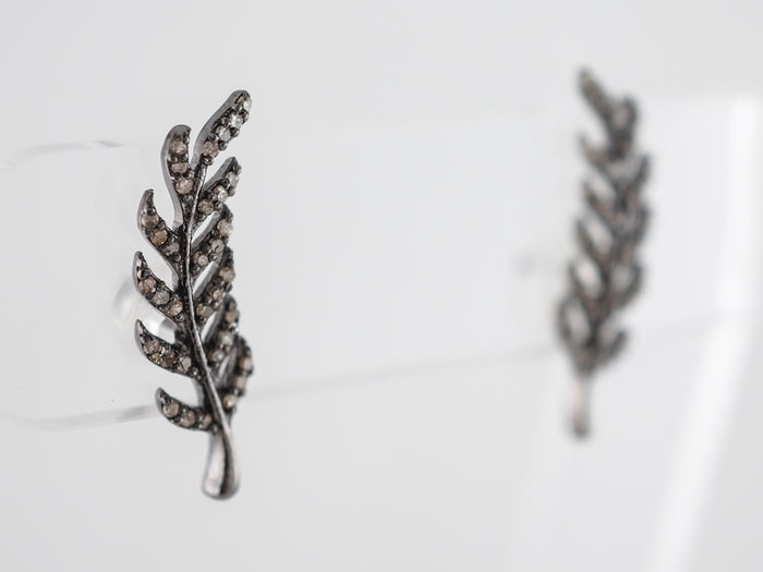 Earrings Modern .34 Round Brilliant Cut Diamonds in Sterling Silver