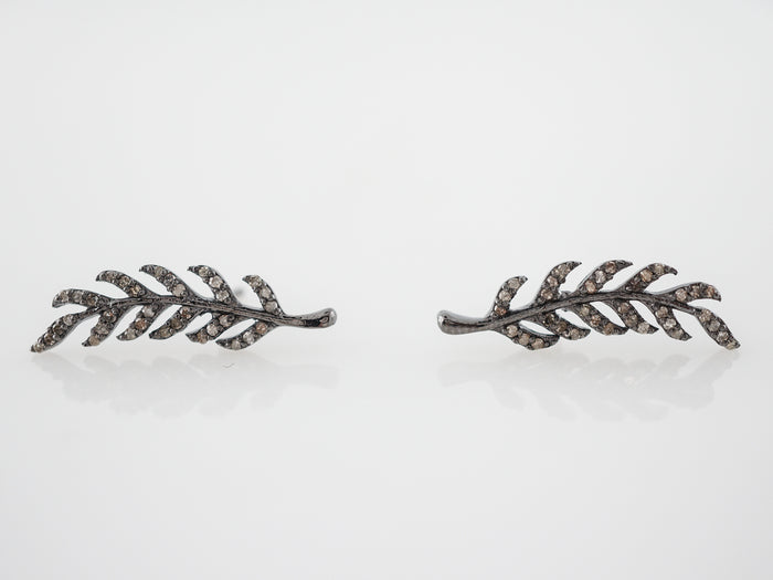 Earrings Modern .34 Round Brilliant Cut Diamonds in Sterling Silver