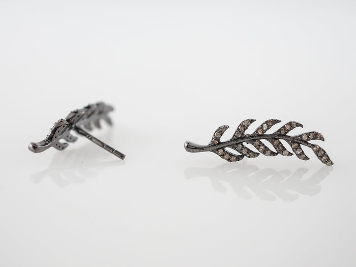 Earrings Modern .34 Round Brilliant Cut Diamonds in Sterling Silver