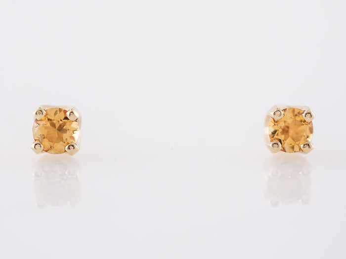 Earrings Modern .40 Round Cut Citrine in 14k Yellow Gold