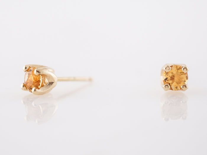 Earrings Modern .40 Round Cut Citrine in 14k Yellow Gold