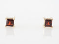 Earrings Modern .46 Square Cut Garnet in 14k Yellow Gold