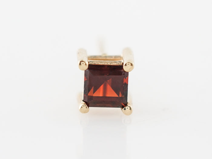 Earrings Modern .46 Square Cut Garnet in 14k Yellow Gold